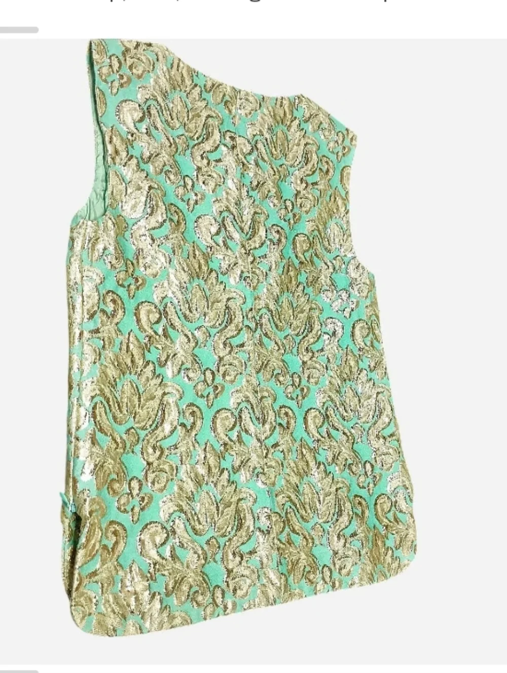 J. Crew Mint‎ Green and Gold Brocade Sleeveless Top